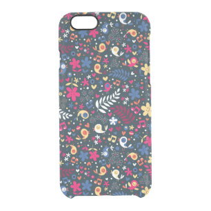 cute birds and flowers pattern clear iPhone 6/6S case