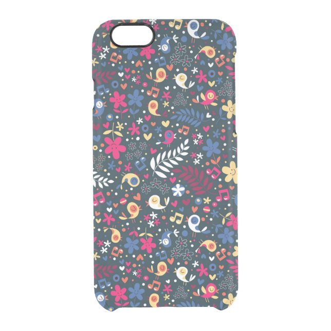cute birds and flowers pattern uncommon iPhone case (Back)