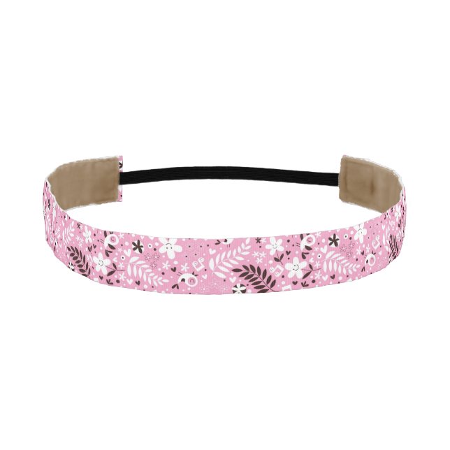 cute birds and flowers pink pattern athletic headband (Front)