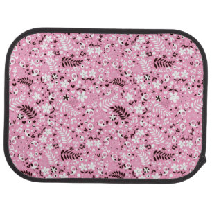cute birds and flowers pink pattern car floor mat
