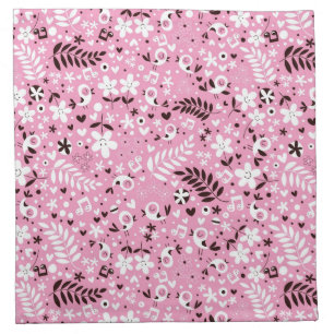 cute birds and flowers pink pattern cloth napkin