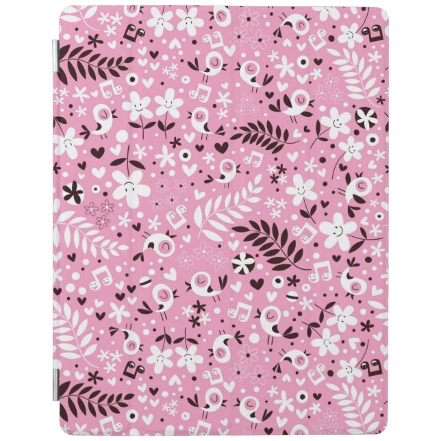 cute birds and flowers pink pattern iPad air cover (Front)