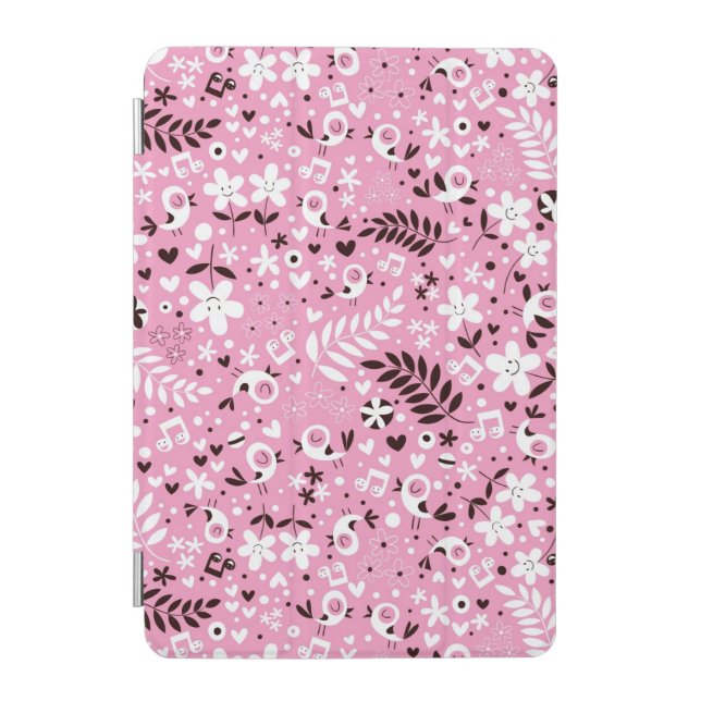 cute birds and flowers pink pattern iPad mini cover (Front)