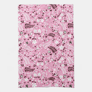 cute birds and flowers pink pattern kitchen towel