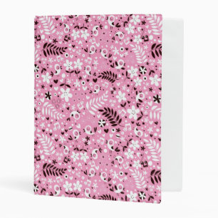 cute birds and flowers pink pattern mini binder