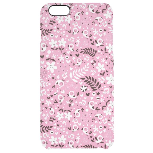 cute birds and flowers pink pattern uncommon iPhone case (Back)