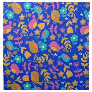 Cute Birds and Flowers Set of Napkins