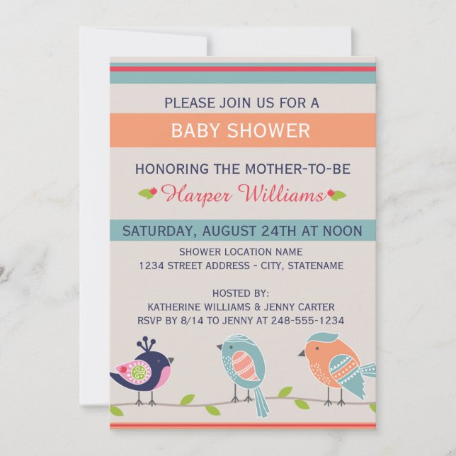 Cute Birds - Baby Shower Invitation (Front)
