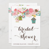 Cute Birds & Bird Houses Bridal Shower Invitation (Front/Back)