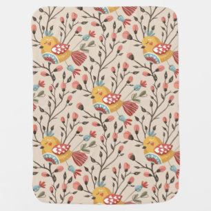 Cute Birds Boho Pattern Baby Blanket