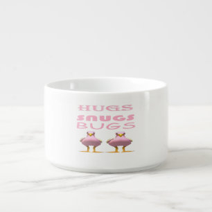 Cute birds color pink with love message bowl