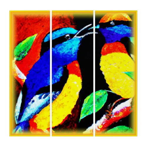 Cute Birds Couple Buy Now Triptych