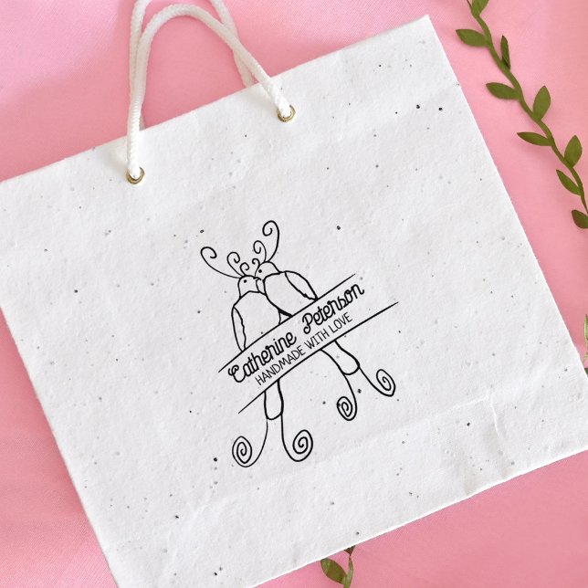 Cute Birds Custom Handmade with love, Large   Rubber Stamp (Creator Uploaded)