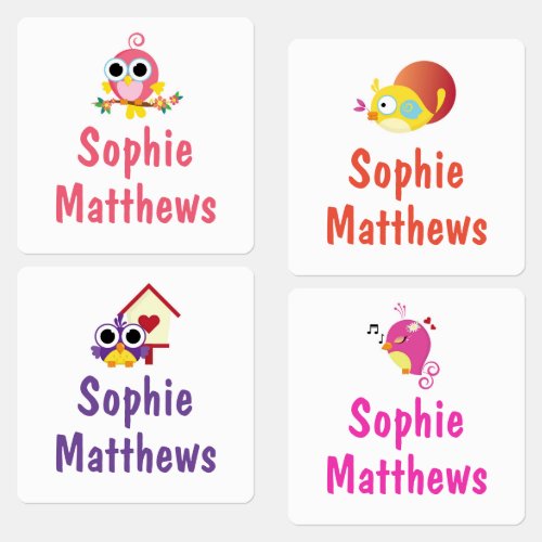 Cute Birds Custom Personalized Name Clothing Labels