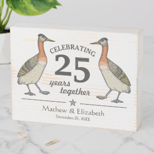 Cute Birds Custom Silver 25th Wedding Anniversary Wooden Box Sign