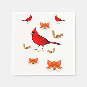 Cute Birds Fox Paper Napkins