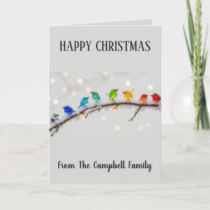 Cute Birds Happy Christmas Personalized Holiday Card