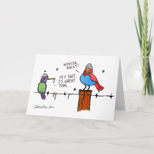 Cute Birds In Snow Card