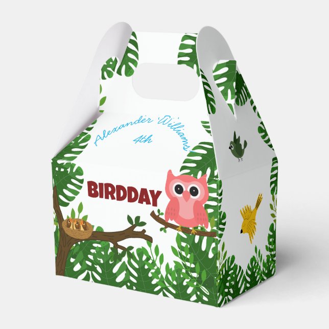Cute Birds Jungle Bird birthday  Favor Boxes (Front Side)
