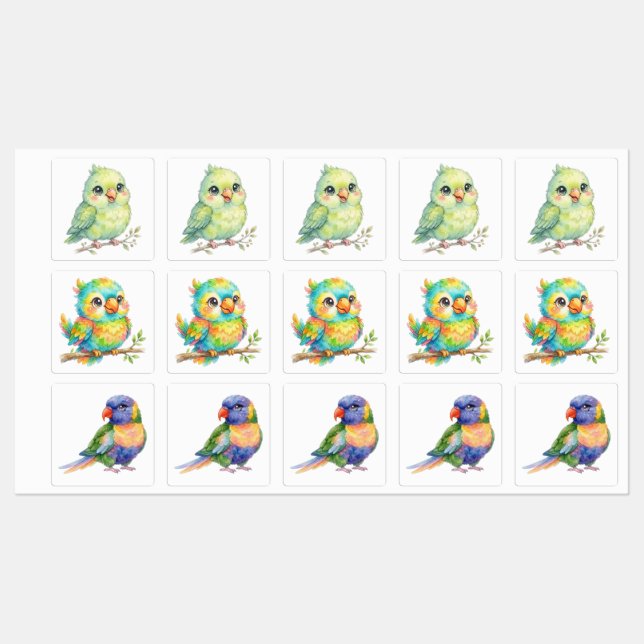 Cute Birds Labels (Sheet)