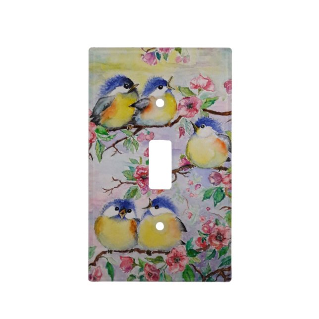 Cute Birds Little Sparrows Light Switch Cower (Front)