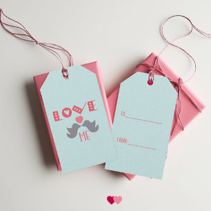 Cute Birds Love Me Turquoise Valentine's Day Gift Tags