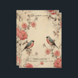 Cute Birds Lover Vintage Valentines Day Personized Letterhead<br><div class="desc">Elegant,  Rustic and whimsical letterhead featuring watercolor illustrations of red flowers,  vintage bird lover on vintage old paper background . This love -inspired notepad is perfect as a personalized gift.</div>