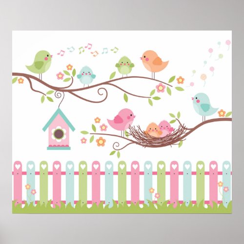 Cute Birds Nest Poster