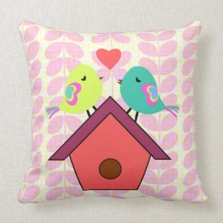 Cute birds- new home throw pillow