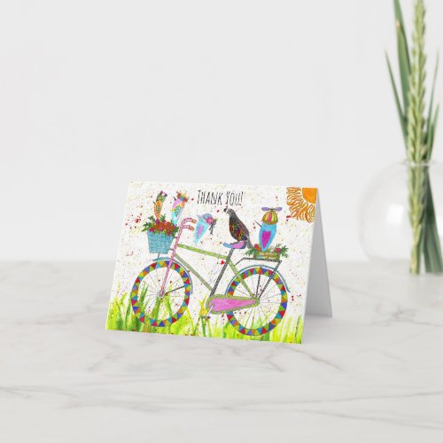 Cute Birds on a Bike Ride Greeting Card