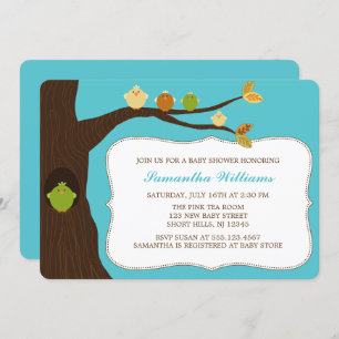 Cute Birds on a Tree Baby Shower Invitation