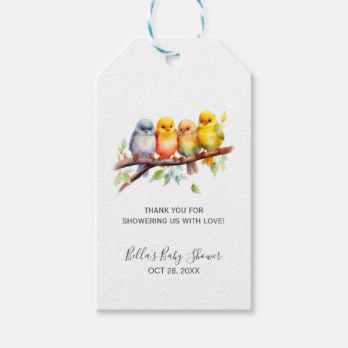 Cute Birds on Tree Branch Baby Shower  Gift Tags
