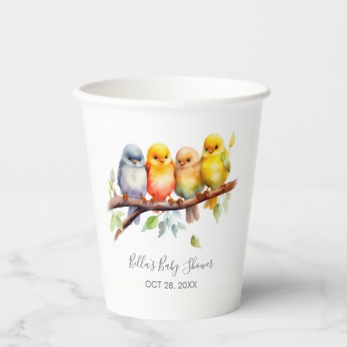Cute Birds on Tree Branch Baby Shower  Paper Cups