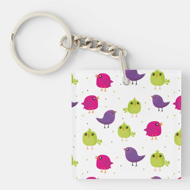 Cute birds pattern keychain (Front)