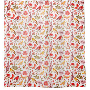 Cute Birds Pattern Shower Curtain
