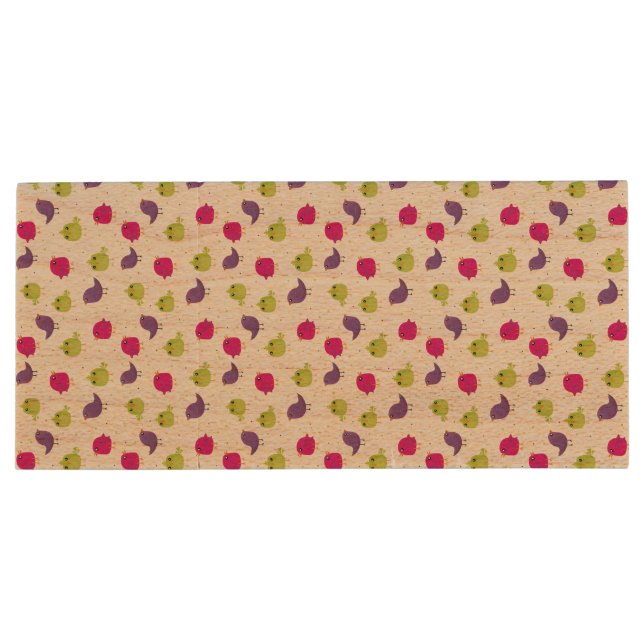 Cute birds pattern wood flash drive (Back)
