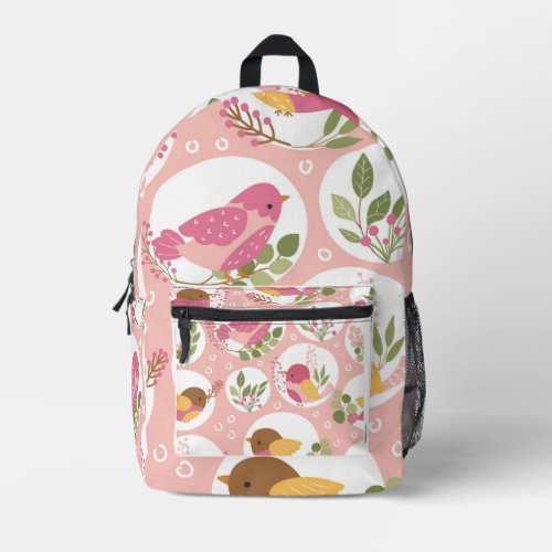 Cute Birds Printed Backpack