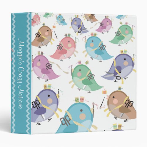 cute birds seamstress sewing notions notebook binder