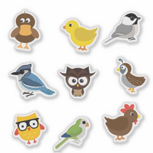 Cute  Birds Sticker Set