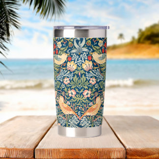 Cute Birds, Strawberry Thief Vintage Art Insulated Tumbler