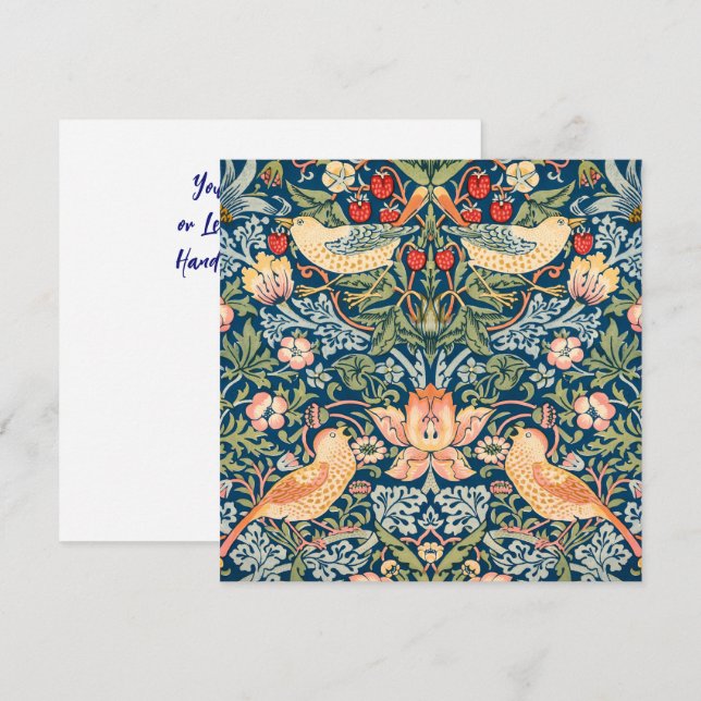 Cute Birds, Strawberry Thief Vintage Art Invitation (Front/Back)