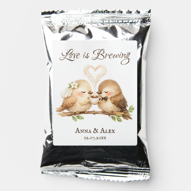 Cute Birds Wedding Coffee Drink Mix (Front)