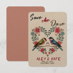 Cute Birds Wedding Save the Date Announcement