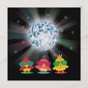 Cute Birds with Shades Dancing & Partying Invitation
