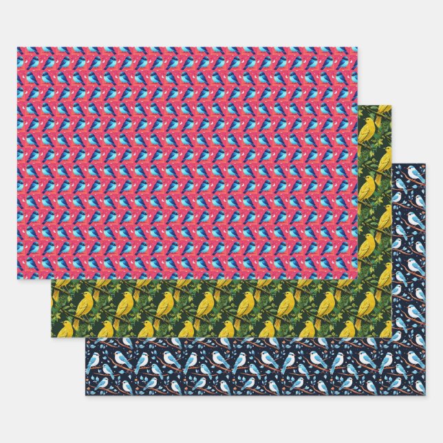Cute Birds Wrapping Paper Sheets (Set)