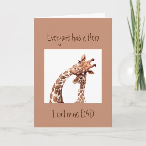 Cute Birhday Custom Dad my Hero Giraffe Animal Fun Card