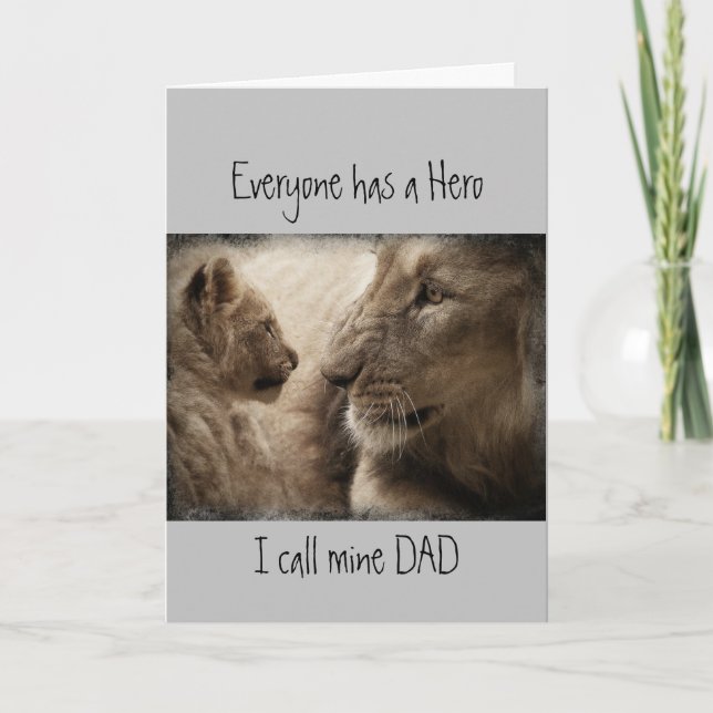 Cute Birhday Custom Dad my Hero, Lion Family Card (Front)