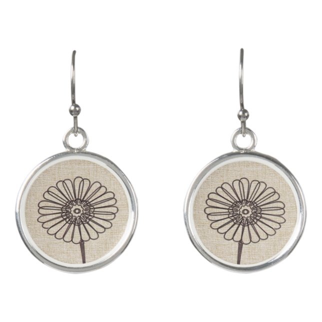 Cute Birth Month April Daisy Flower Earrings (Front)