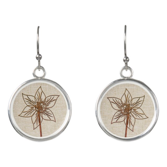 Cute Birth Month March Daffodil Flower Earrings (Front)