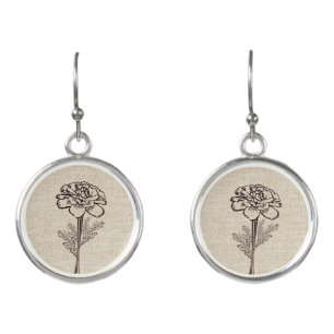 Cute Birth Month October Marigold Flower Earrings
